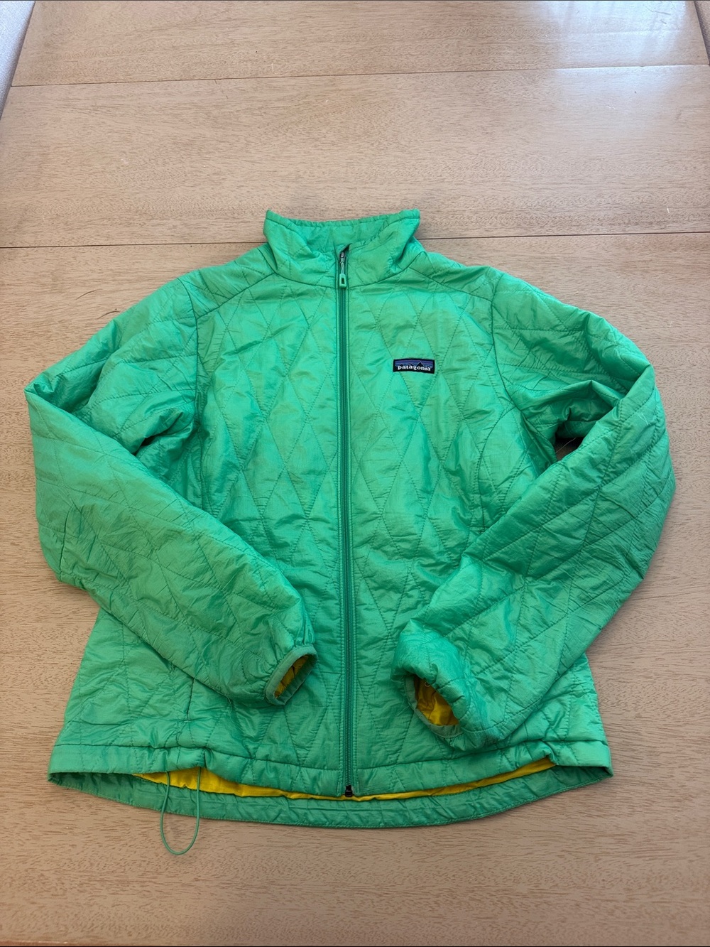 Patagonia Quilted Jacket - Green with Yellow Lining